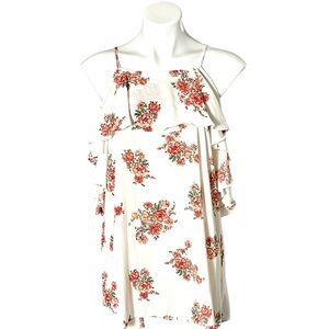 143 Story Floral Cold Shoulder Top Size Large White/Coral